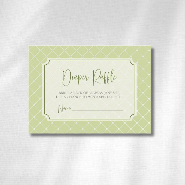 Whimsical Citrus Green Diamond Diaper Raffle Enclosure Card (Creator Uploaded)