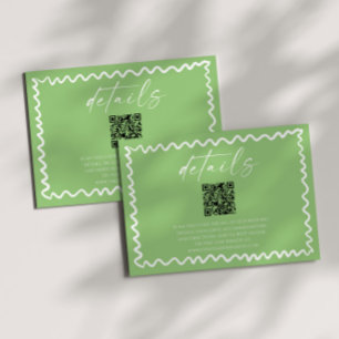 Whimsical Citrus Green QR Code Wedding Details Enclosure Card