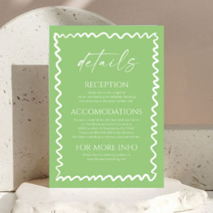 Whimsical Citrus Green Wavy Border Wedding Details Enclosure Card