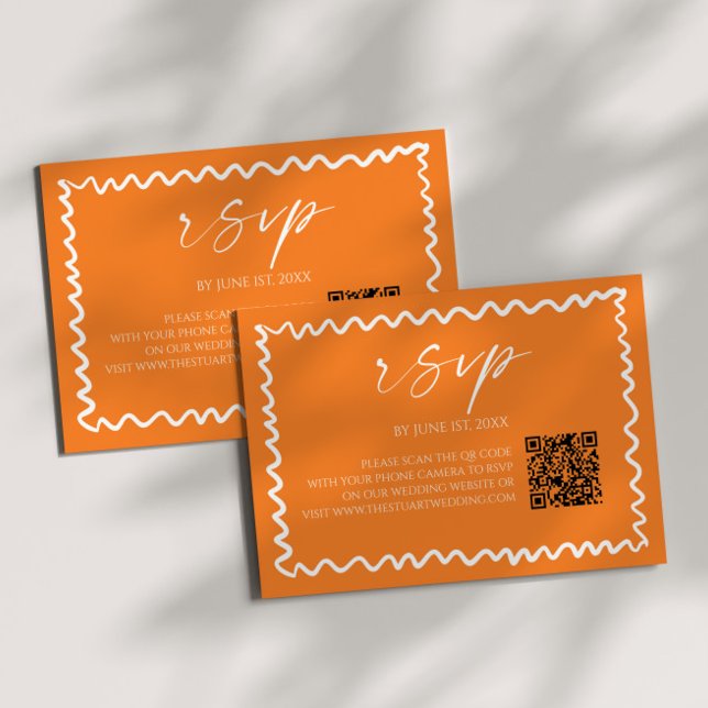 Whimsical Citrus Orange QR Code Wedding RSVP Card (Creator Uploaded)