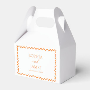 Whimsical Citrus Orange Wavy Border Wedding Favour Box