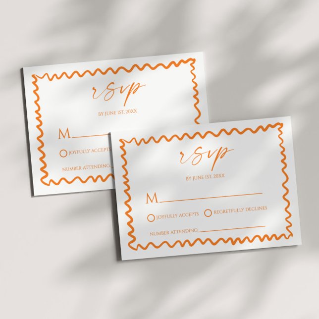 Whimsical Citrus Orange Wavy Border Wedding RSVP Card (Creator Uploaded)