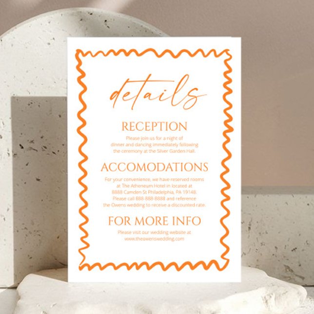 Whimsical Citrus Orange Wedding Details Enclosure Card (Creator Uploaded)