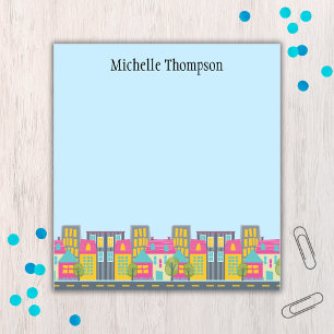 Whimsical City Scene Real Estate Agent Notepad