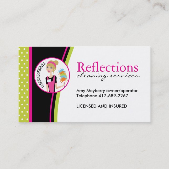 Whimsical Cleaning Services Business Cards (Front)