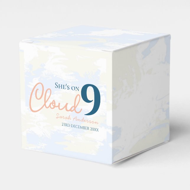 Whimsical Cloud 9 Pastel Chic Bridal Shower Favour Box (Front Side)