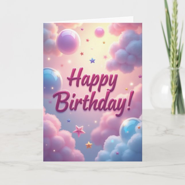 Whimsical Cloud Birthday Card (Front)