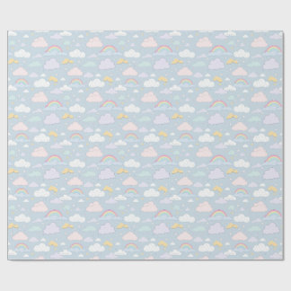 Whimsical Clouds and Rainbows Wrapping Paper