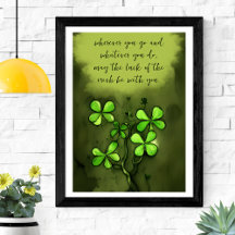 Whimsical Clovers with Luck of the Irish Saying