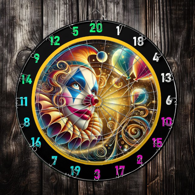 Whimsical Clown Face Dartboard with Balloons (Creator Uploaded)