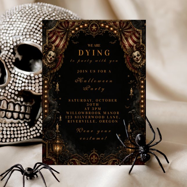 Whimsical Clown Halloween Party Invitation (Creator Uploaded)