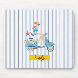 Whimsical Coastal Motorbike Mouse Pad
