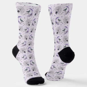 Whimsical Cobweb Crow  Halloween  Socks