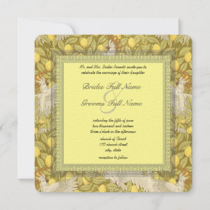 Whimsical Cockatoo Art Nouveau Wedding Invitations