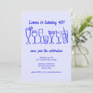 Whimsical Cocktail Drinks Custom Birthday Party Invitation