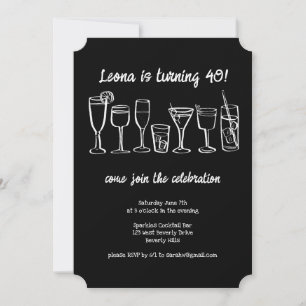 Whimsical Cocktail Drinks Custom Birthday Party Invitation