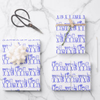 Whimsical Cocktail Drinks Wine Party Blue Gift