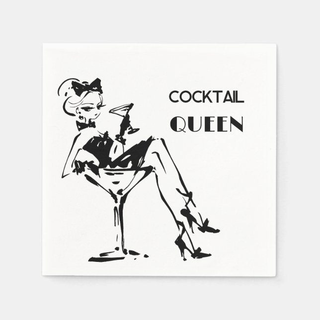 Whimsical Cocktail Queen - Glam Party Vibe Napkin (Front)