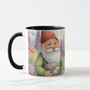 Whimsical coffee mug gnome hedgehog