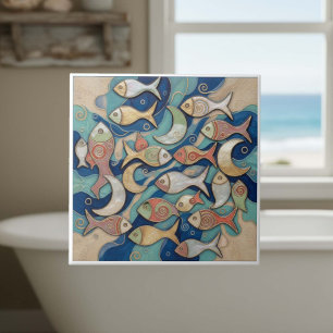 Whimsical Color Splash Fish Pattern ID1201 Tile