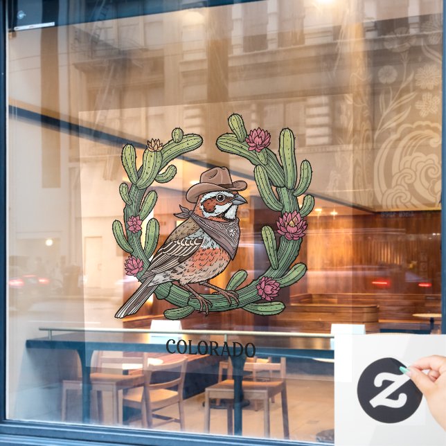 Whimsical Colorado Lark Bunting Bird  (Cafe Window)