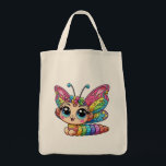 🦋Whimsical Colorful Butterfly Larva Kids Tote Bag<br><div class="desc">Add a splash of color and joy to your daily adventures with this Adorable Rainbow Butterfly Caterpillar Tote Bag! Featuring a charming, big-eyed caterpillar with vibrant butterfly wings and a multi-colored body, this design is perfect for kids, nature lovers, and anyone who loves whimsical art. The playful and cheerful expression...</div>