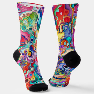 Whimsical  Colorful Curly and Wiggly  Shapes Socks