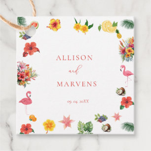 Whimsical Colorful Fun Tropical Flamingle Wedding  Favour Tags