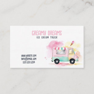 Whimsical Colorful Ice Cream Truck Business Card