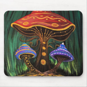 Whimsical Colorful Mushroom Cottagecore Desk Mouse Pad