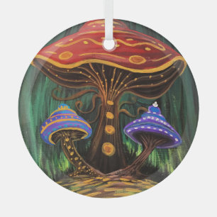 Whimsical Colorful Mushroom Cottagecore Magic Glass Tree Decoration