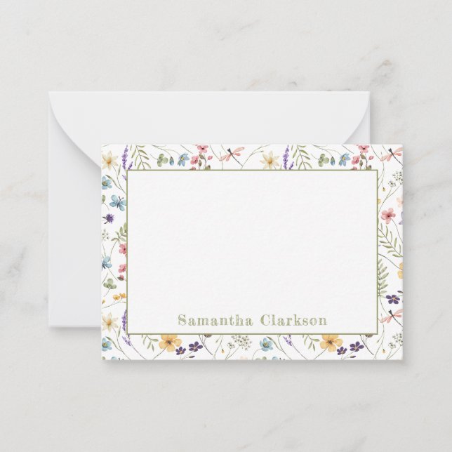 Whimsical Colorful Wildflower Pattern Spring Card (Front)