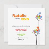 Whimsical Colour Dots Birds Tree Kids 2nd Birthday