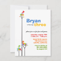 Whimsical Colour Dots Birds Tree Kids 3rd Birthday