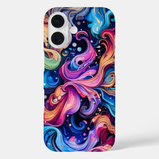 Whimsical Colour Waves – Serene Abstract Escape iPhone 16 Case