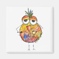 Whimsical Colourful Bird Drinking Coffee