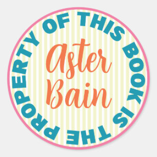 Whimsical, Colourful, Bold Bookplate Sticker