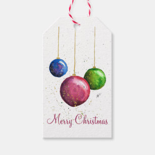 Whimsical, Colourful Christmas Baubles Gift Tags