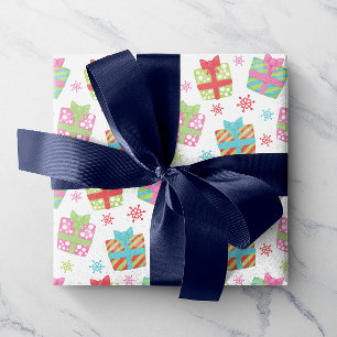 Whimsical Colourful Christmas Presents Gifts Wrapping Paper