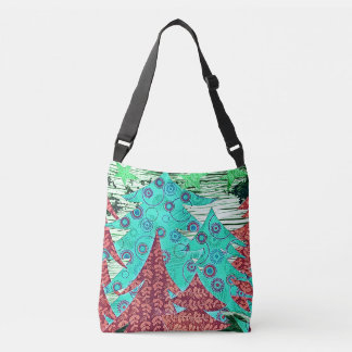 Whimsical Colourful Christmas Trees Crossbody Bag