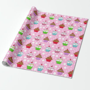Whimsical Colourful Cupcake Wrapping Paper