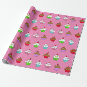 Whimsical Colourful Cupcake Wrapping Paper