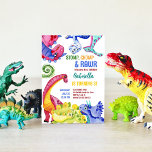 Whimsical colourful dinosaurs kids birthday party invitation<br><div class="desc">Whimsical colourful dinosaurs kids birthday party invitation template.</div>