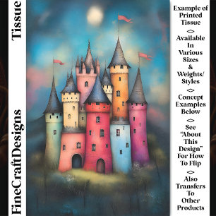 Whimsical Colourful Fairytale Castle CK2 Decoupage Tissue Paper