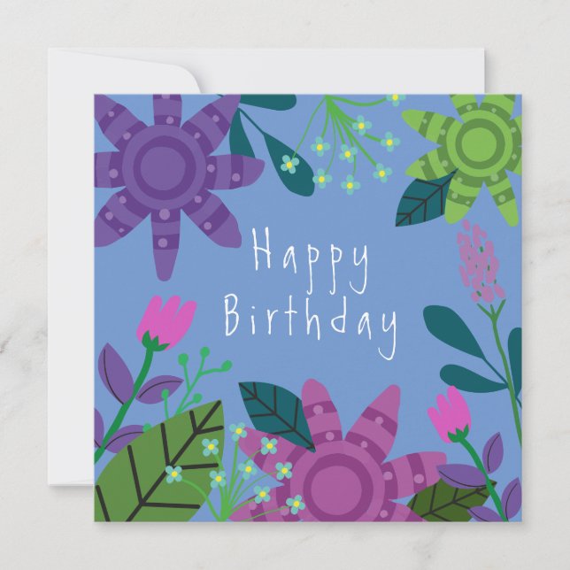 Whimsical Colourful Floral Birthday Card (Front)