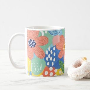 Whimsical Colourful Floral Playful Botanical Art Coffee Mug