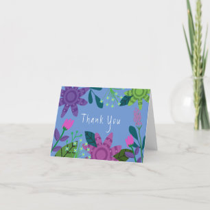 Whimsical Colourful Floral Thank You Card
