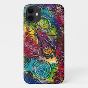 Whimsical Colourful Flower Garden Original Artwork Case-Mate iPhone Case