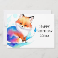 Whimsical Colourful Fox Birthday