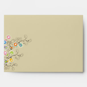 Whimsical Colourful Groovy Flowers Garden Wedding Envelope
